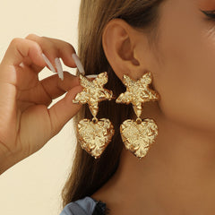 starfish drop earrings with shell studs – CORALIA