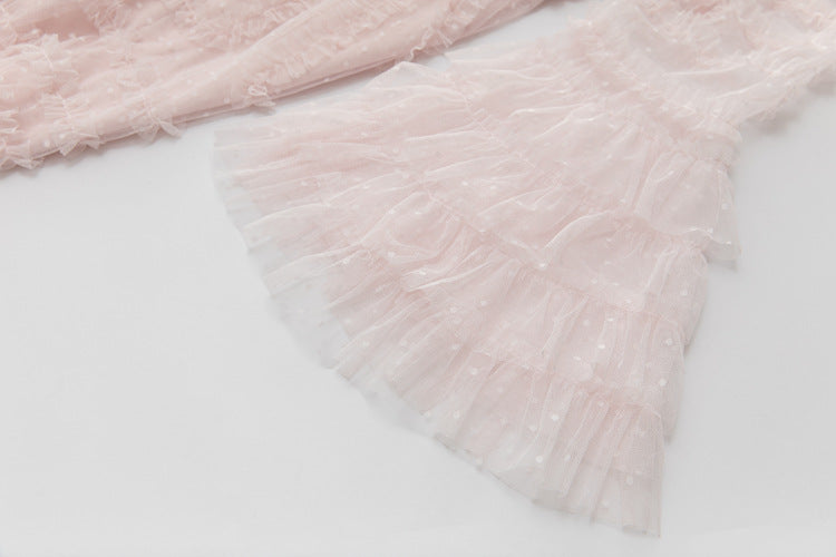 tiered ruffle tulle midi dress in monochrome – Ereshva