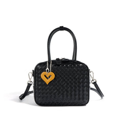 black boxy handbag with heart charm – LYRA