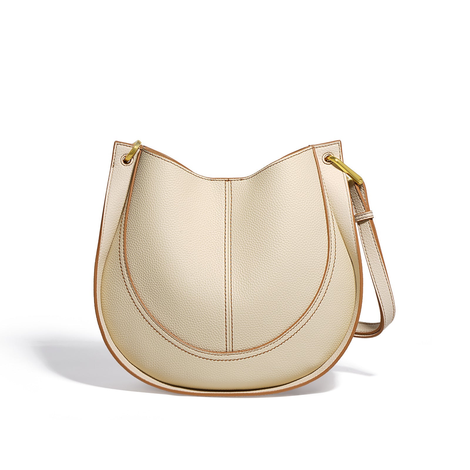 crescent saddle bag in textured leather – SANDRA