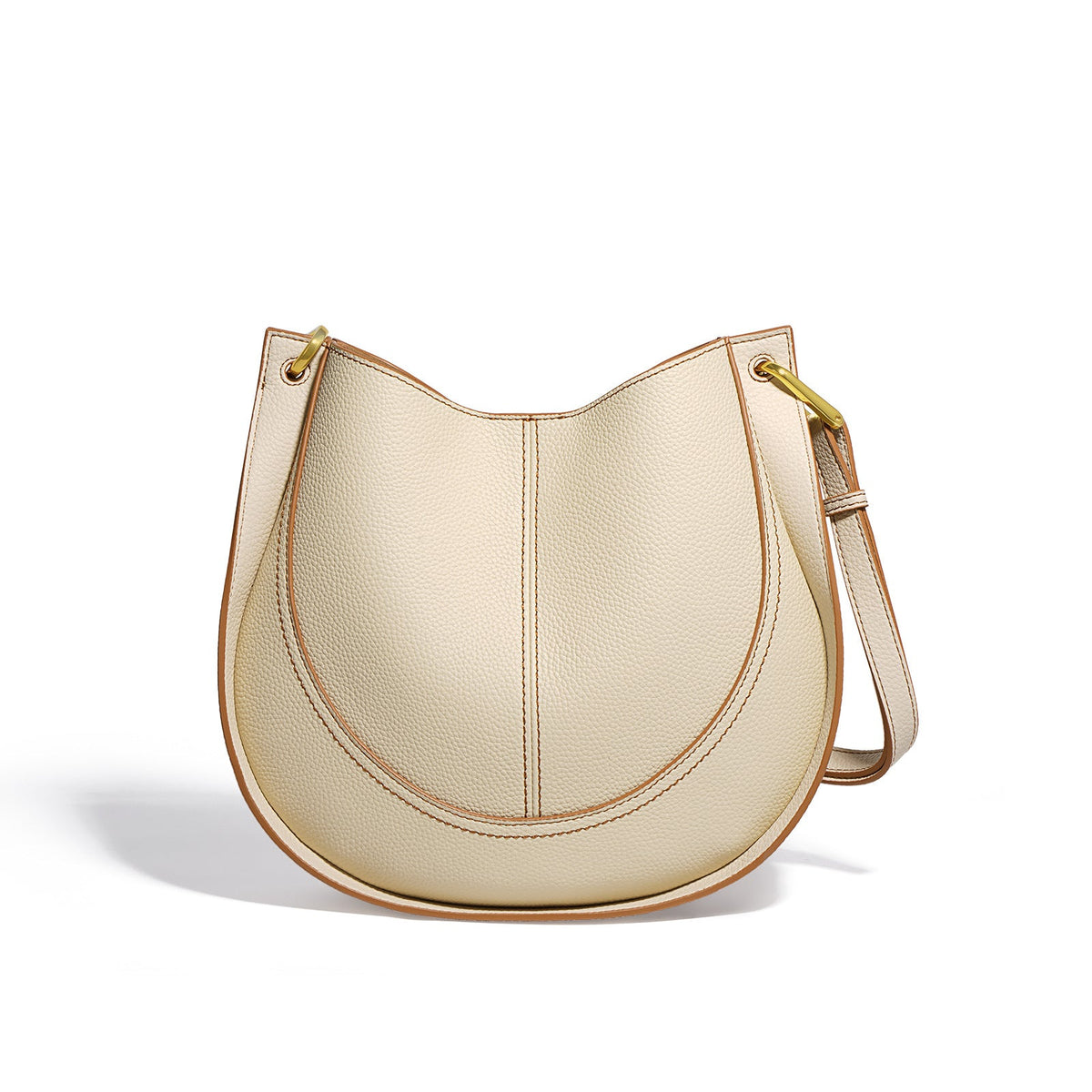 crescent saddle bag in textured leather – SANDRA