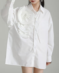 Long Sleeve Shirt with Oversized Folded Flower - Bursi
