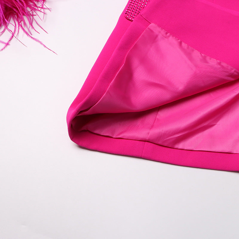 feather-cuff blazer with crystal lapels - Farwswe
