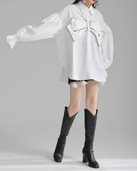 oversized shirt with bow detail and puffed sleeves - Bulji
