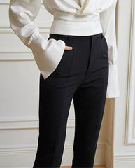 High-waisted black trousers with slit detail - Jasnu