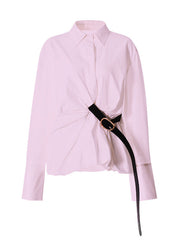 Button-up belted shirt with twisted knot - Lernu