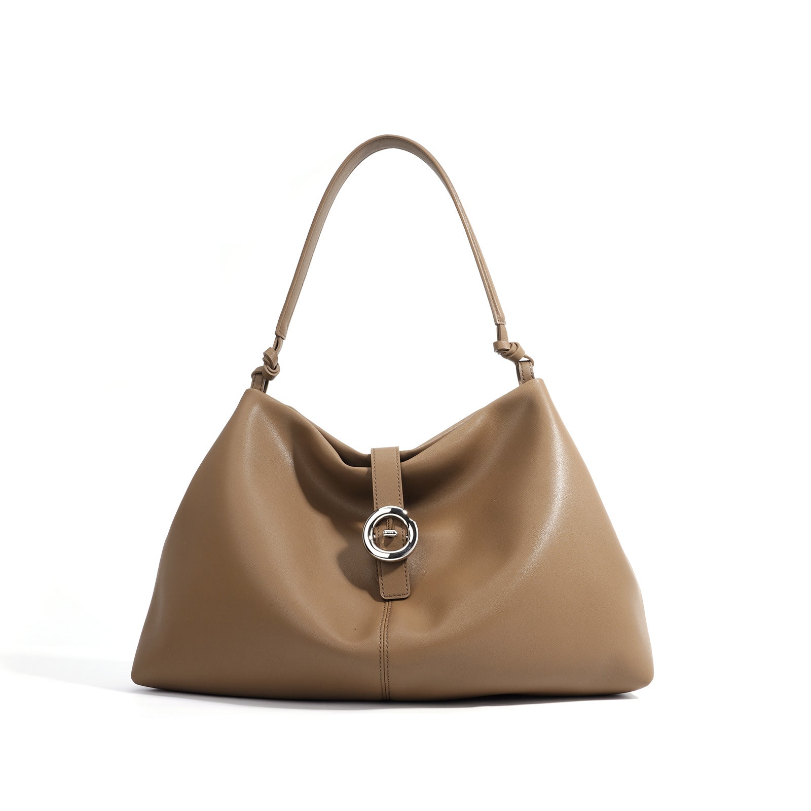 slouchy shoulder bag with circular buckle strap - CASSIAZ