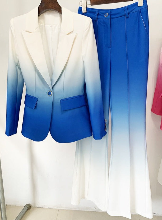 gradient tailored pantsuit with single-breasted blazer – Fannanah