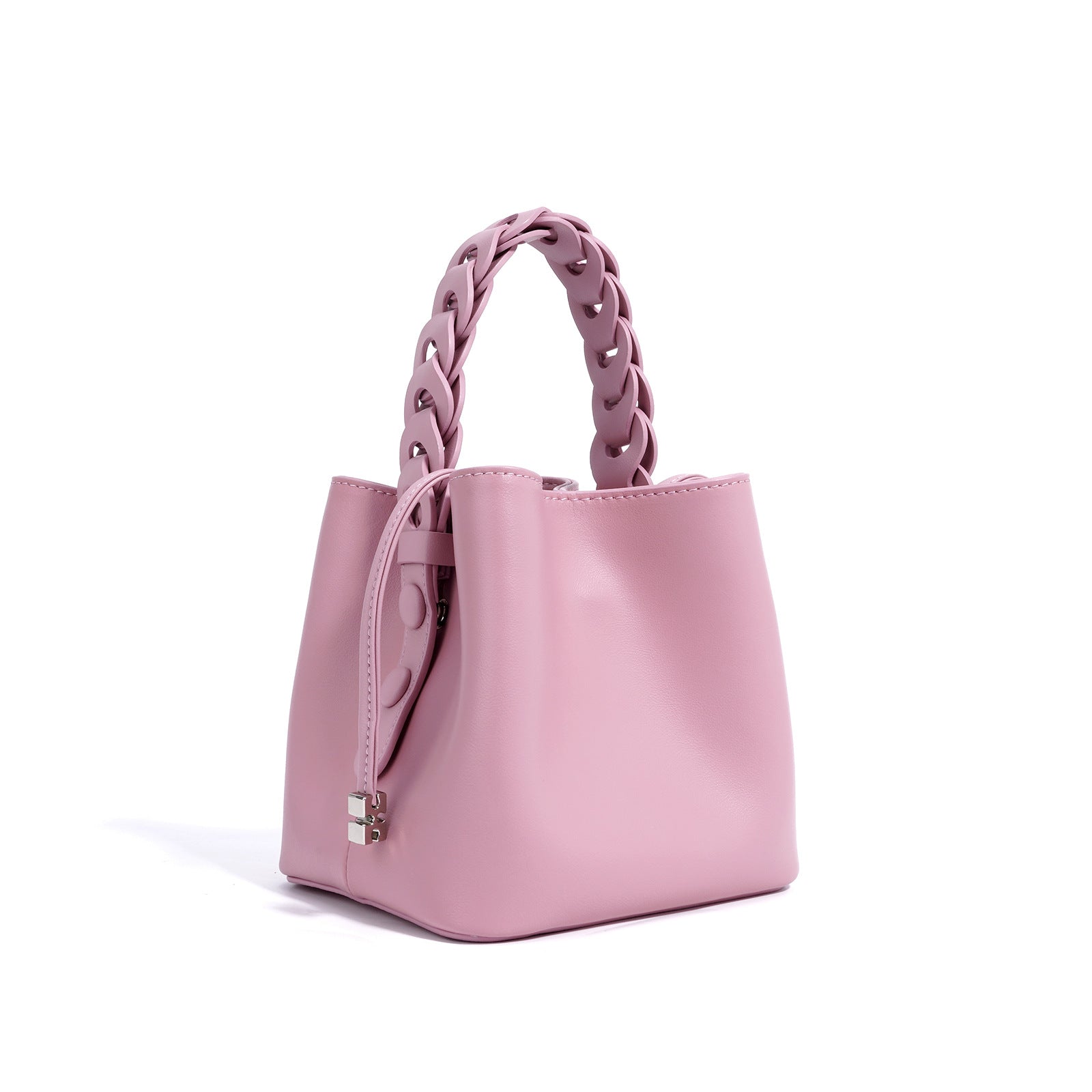 mini bucket bag with braided top handle - LUXA