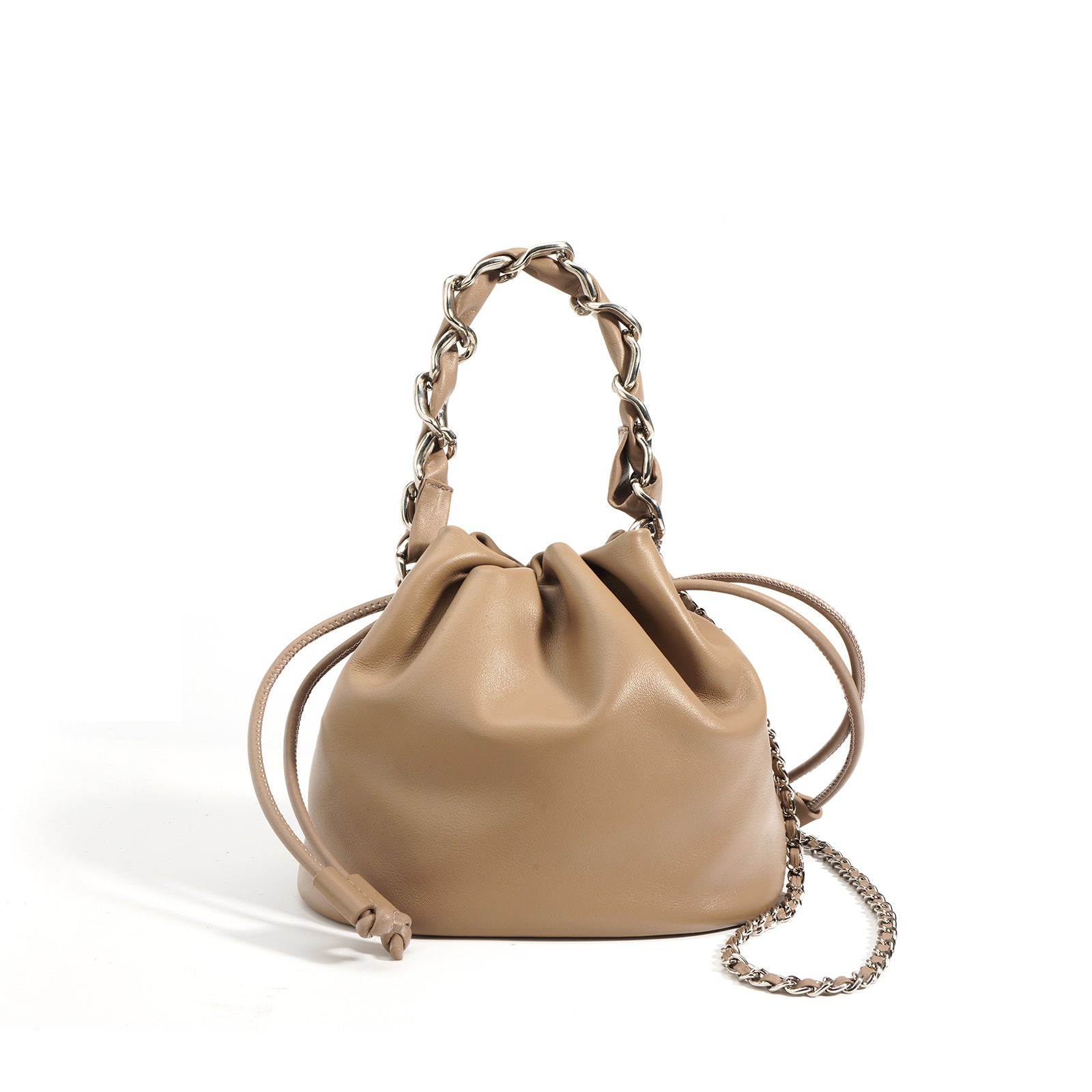 drawstring bucket bag with chunky chain handle – LUNZA