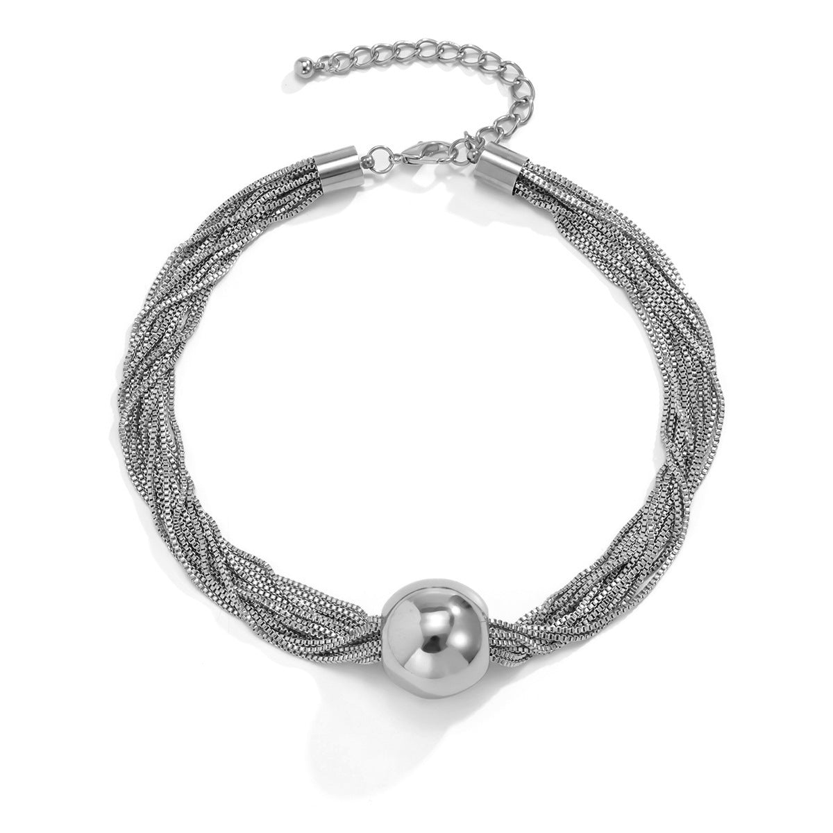 Multi-strand chain necklace with statement orb - Ajiby