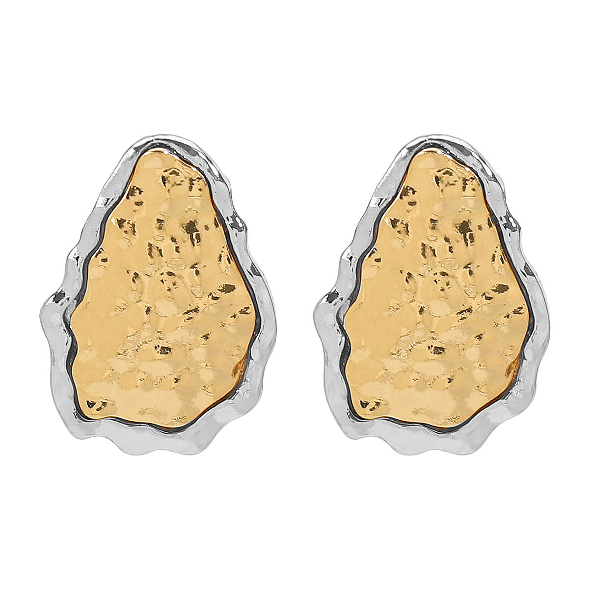 textured oval stud earrings with irregular edge trim - ALMAV