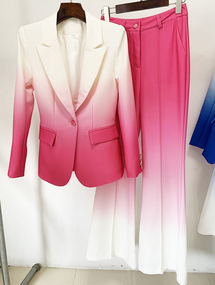 gradient tailored pantsuit with single-breasted blazer – Fannanah