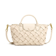 woven leather tote with flap snap closure – MARLA