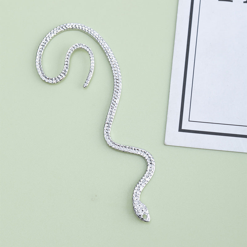 Rhinestone snake-shaped statement earring - Vronma