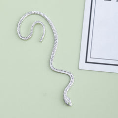 Rhinestone snake-shaped statement earring - Vronma