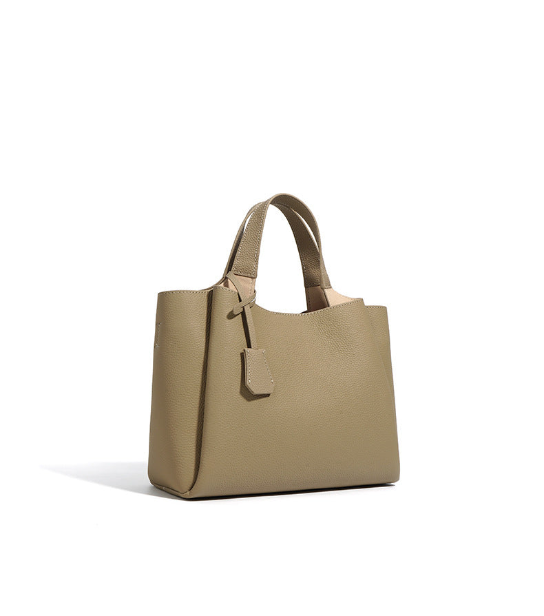 structured pebble leather tote with top handles - TERRAX
