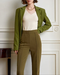 Asymmetric tailored blazer with waist slit - Weqsu