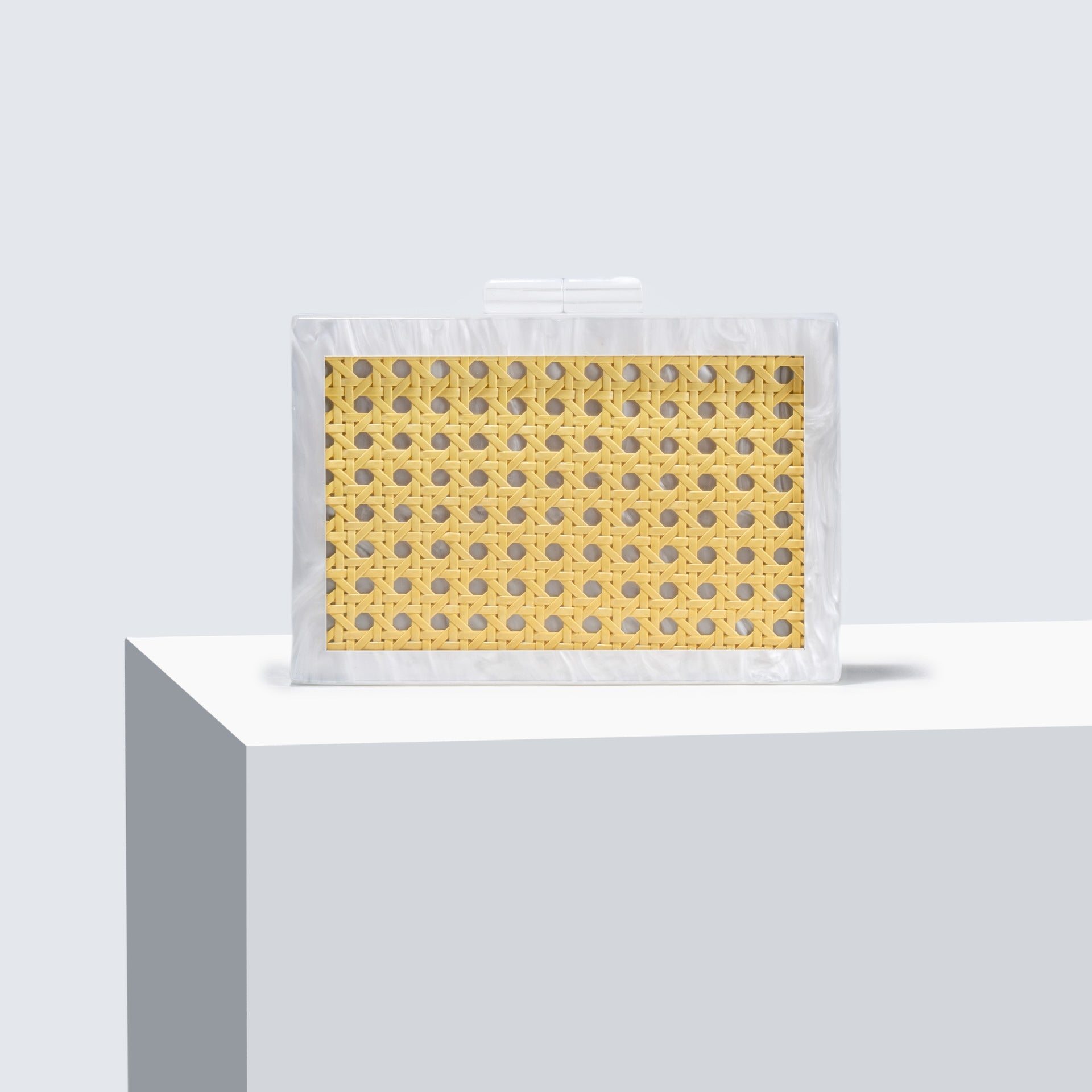 Rectangular clutch bag with woven yellow design - Rentu
