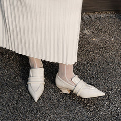 patent pointed loafers with double strap detail – VITTORIA