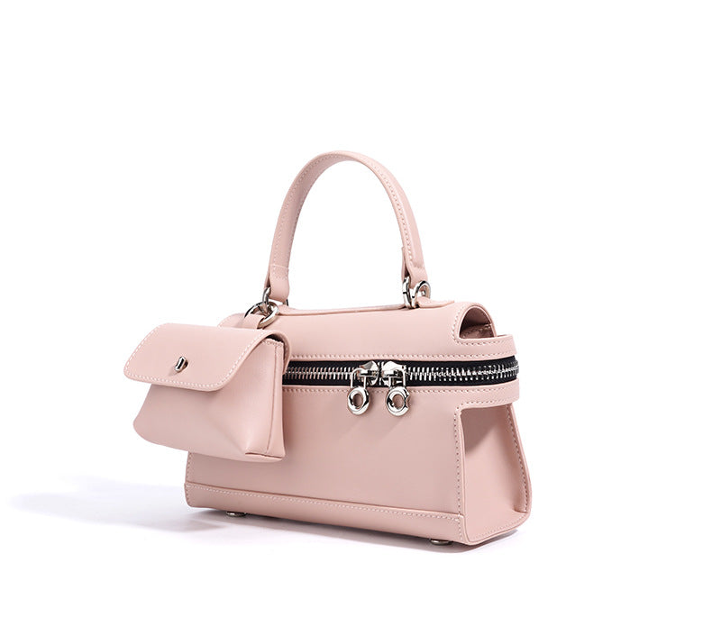 structured handbag with front pouch & double zipper – RAYWA
