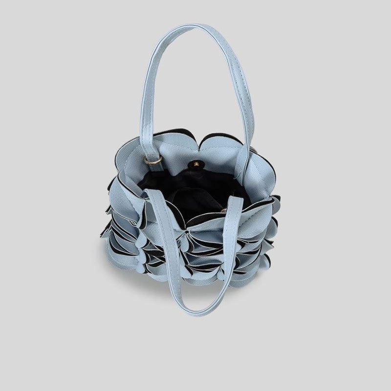 sculpted leather tote bag with floral petal design – ONYX