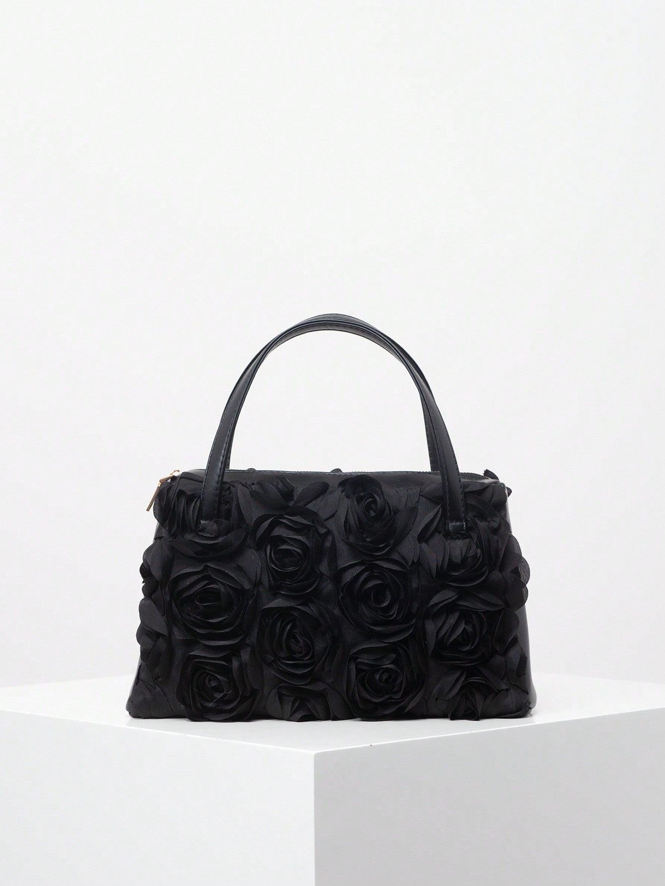 3D rose textured handbag with twin top handles – Rundru