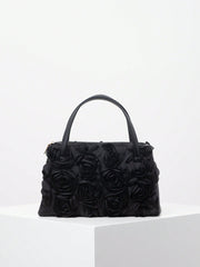 3D rose textured handbag with twin top handles – Rundru