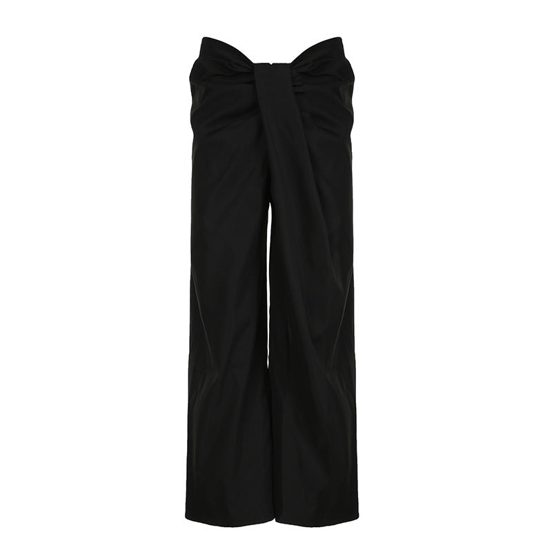 Wide-leg trousers with knot waist detailing - Aprino