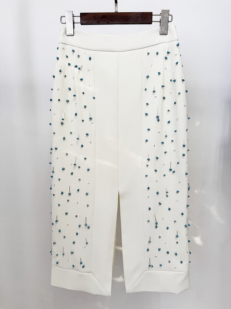 Sleeveless crop top and embellished midi skirt set – Nolia
