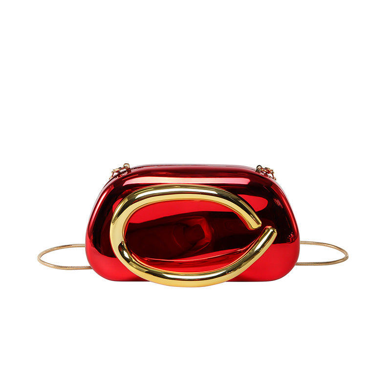 Minimalist clutch with gold curve handle - Artiku