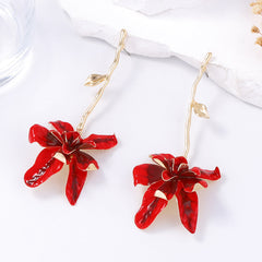 dangling orchid earring with gold stem – SIRENA