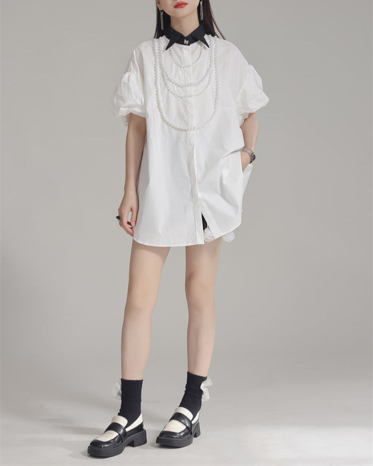 Off-the-shoulder button-down shirt - Mutri