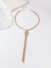 Metal rope necklace with statement knot drop - Vinta