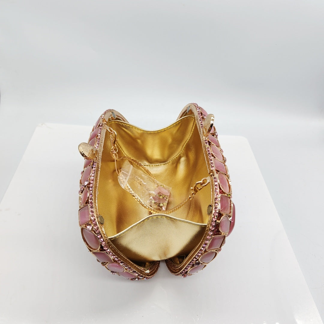 Pink crystal embellished clutch with geometric stones - Artilu