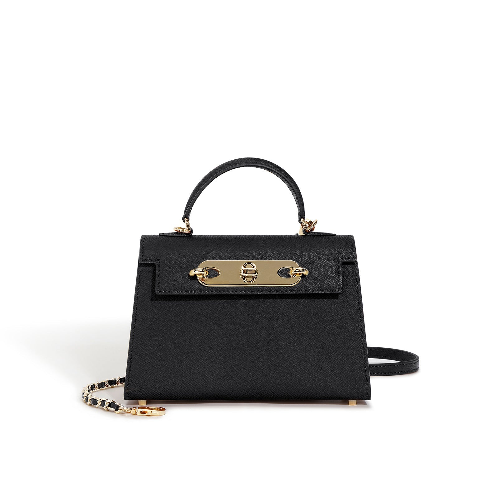 structured top-handle mini bag with gold chain strap – ELARLA