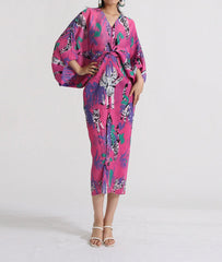 pleated midi dress with vibrant animal print – Tikia