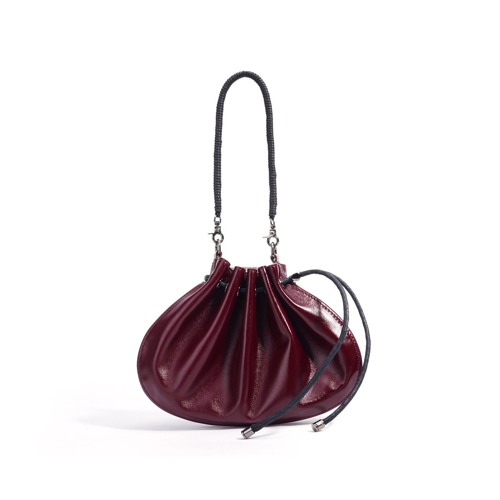 ruched drawstring mini bag with cord handle – ARAD