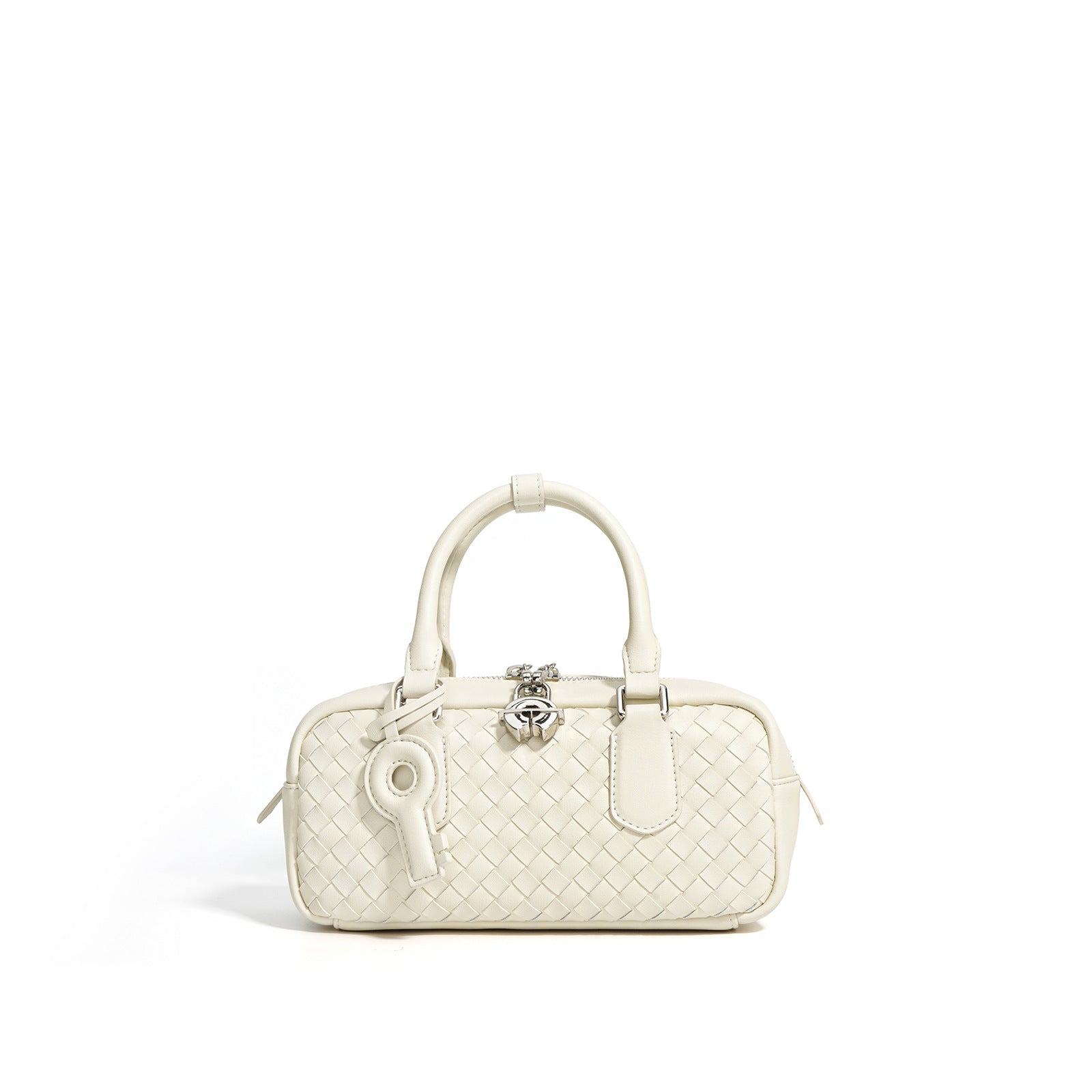 mini woven top-handle bag with lock charm - RIVKA