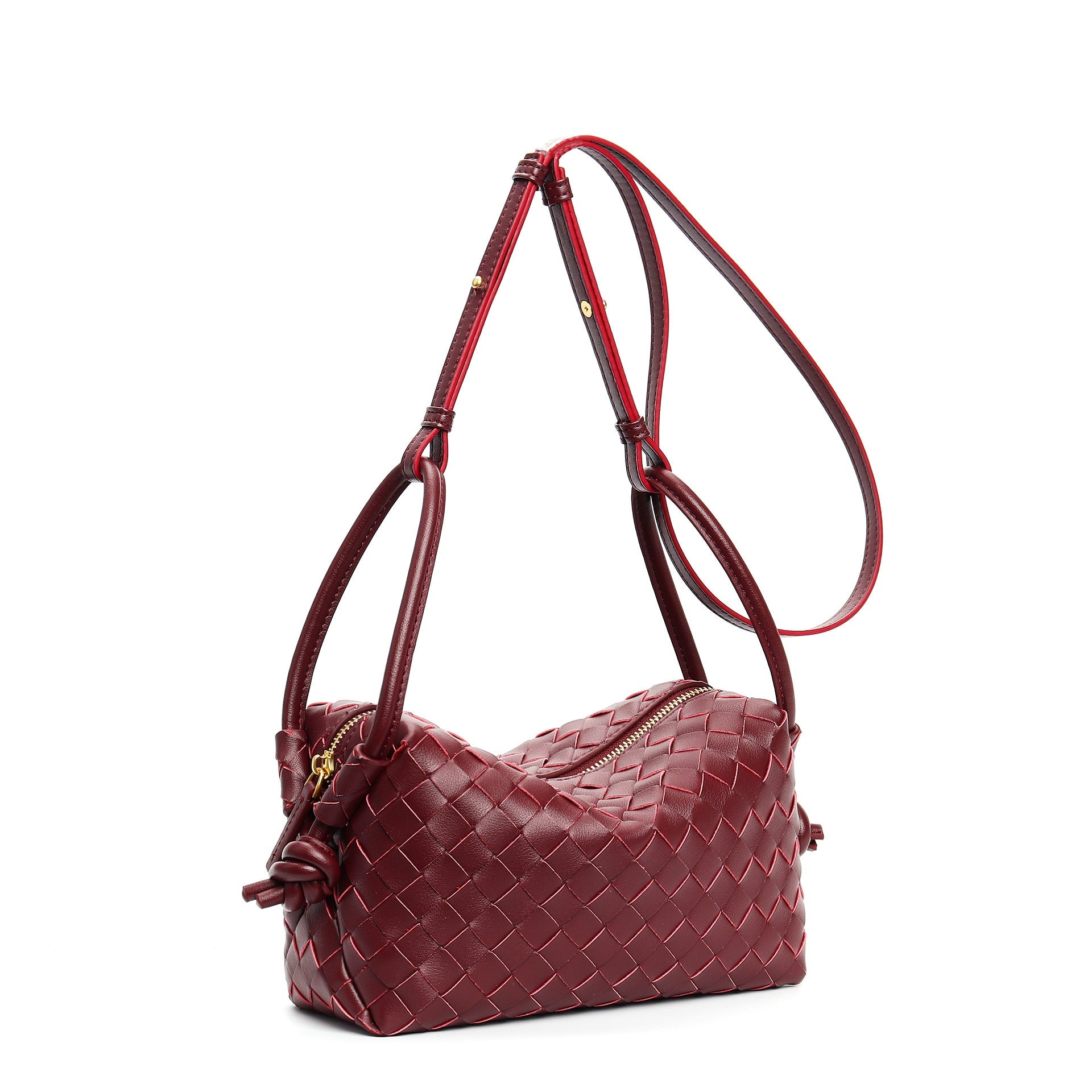 textured leather crossbody with adjustable strap - INESU
