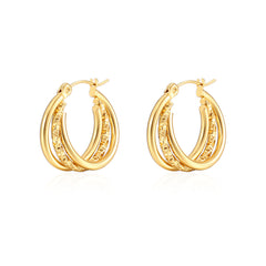 Dual-layer textured hoop earrings with engraved detail – Akoma