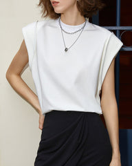 Sleeveless cotton blouse with shoulder pads - Cundi