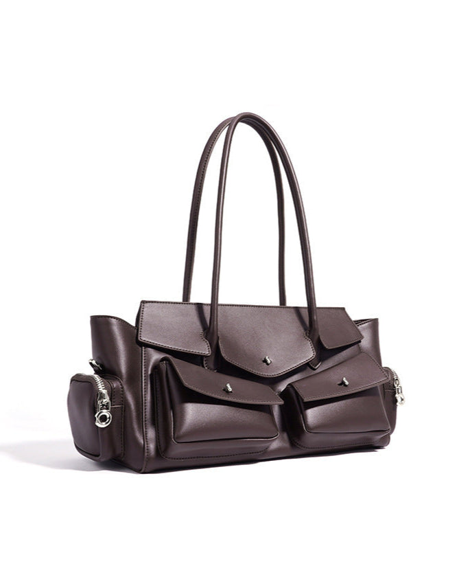 structured tote with multi-pocket flap design - ASTRIDU