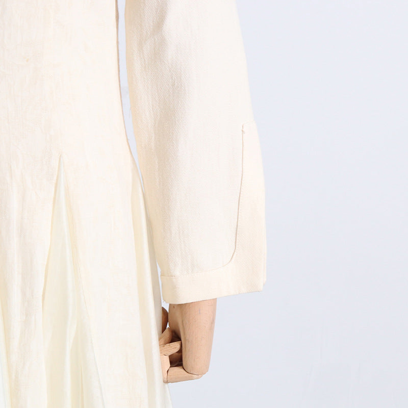 open-front longline dress in ivory – Elianer