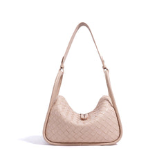 woven crescent shoulder bag with zip closure - AYSLA