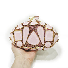 Embellished gemstone clutch with metallic accents - Abrilu