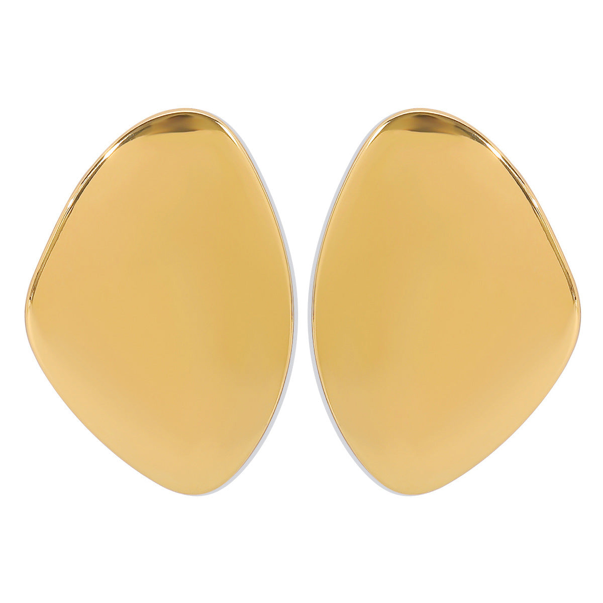 Asymmetric leaf-shaped metal earring with high polish finish – Elindu
