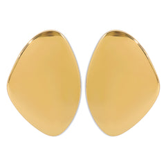 Asymmetric leaf-shaped metal earring with high polish finish – Elindu