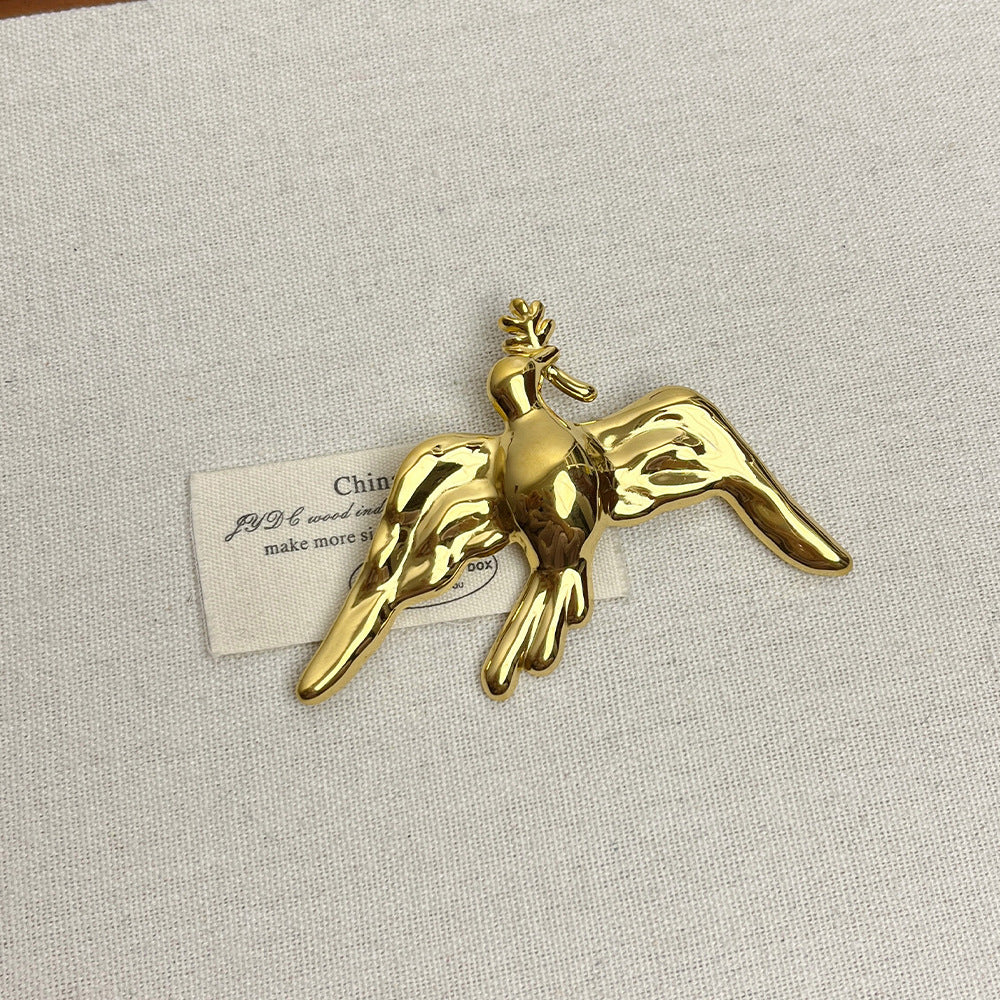 Antique Gold Dove of Peace Brooch Pin - MLINO