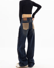 wide-leg denim pants with layered pocket flaps - Aanwrtn
